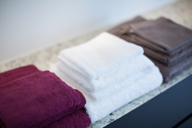 Folded towels in the bathroom