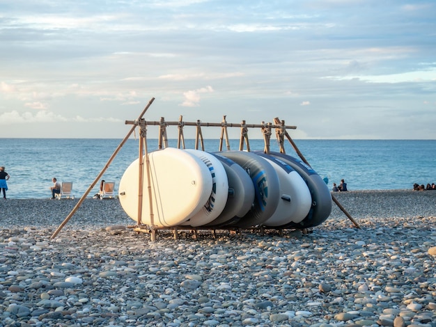 Folded windsurf boards Sports equipment at sea Boards for skiing