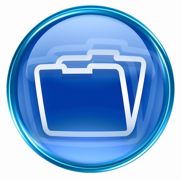 Photo folder icon blue isolated on white
