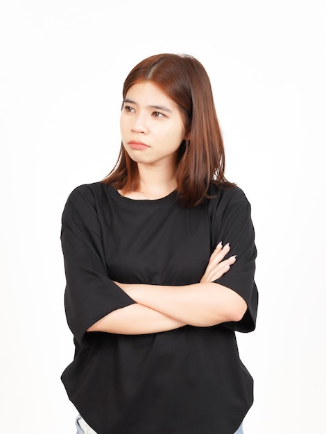 Folding arms and angry Of Beautiful Asian Woman Isolated On White Background