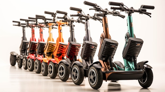 Folding Mobility Scooters on white background
