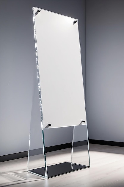 Photo a folding table with a white board that says  the word  on it