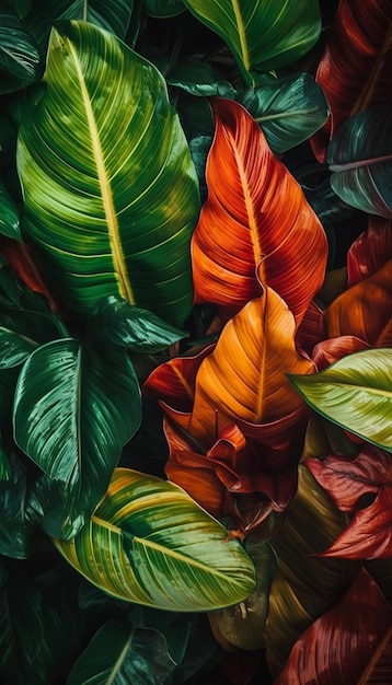 Foliage background multicolored leaf pattern