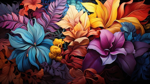 Foliage Fiesta A Tropical Extravaganza of Multicolor Leaves Where Nature Paints the Canopy in a Vib