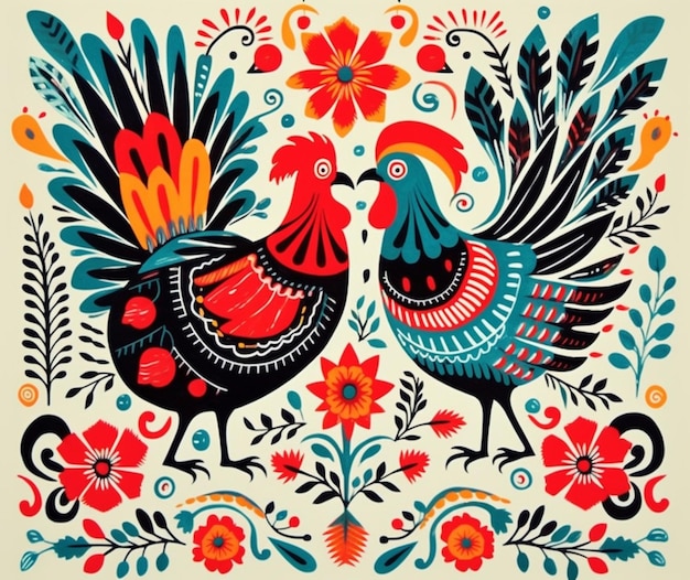 Folk art inspired designs in screen printing