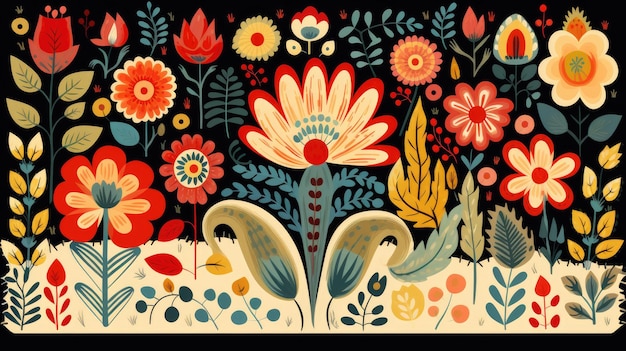 Folk art pattern illustration