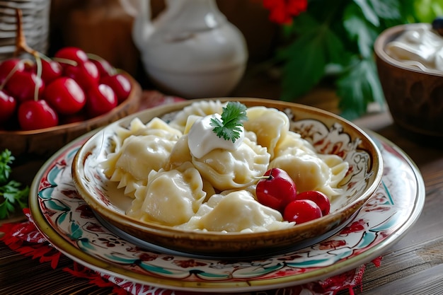 Folk Elegance Traditioneel Russisch dessert in een sierlijke presentatie