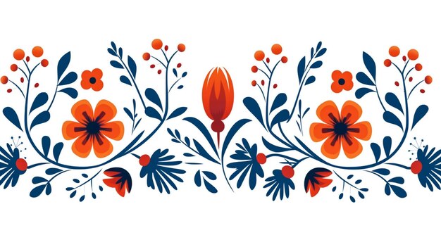 Folk embroidery ornament with flowers Traditional polish pattern decoration wycinanka Wzory Lowi