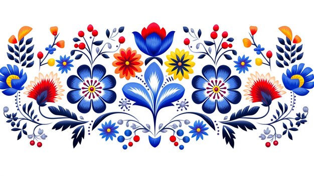 Photo folk embroidery ornament with flowers traditional polish pattern decoration wycinanka wzory lowi