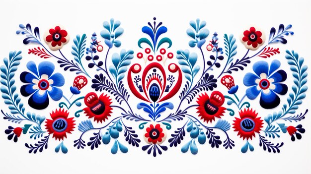 Photo folk embroidery ornament with flowers traditional polish pattern decoration wycinanka wzory lowi