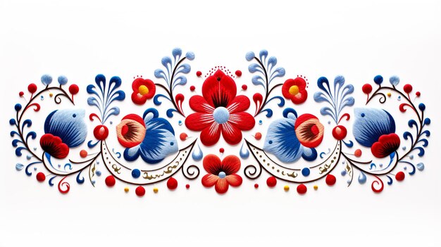 Folk embroidery ornament with flowers Traditional polish pattern decoration wycinanka Wzory Lowi