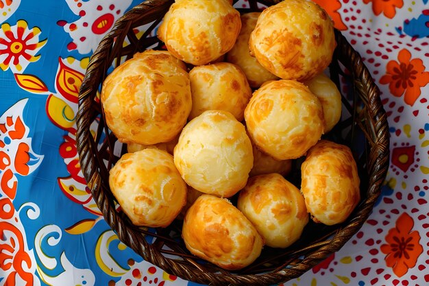 Photo folkinspired tablecloth enhances the beauty of brazilian chipa