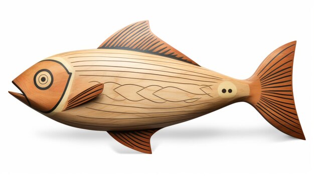 Photo folkinspired tepee design fish carving realistic and detailed illustration