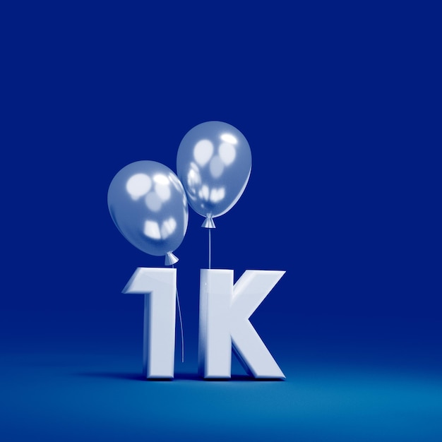 Followers with balloons on blue background