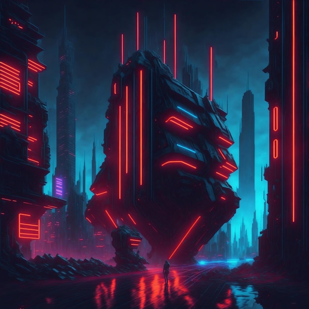 fondo futuristische cyberpunk luces neon