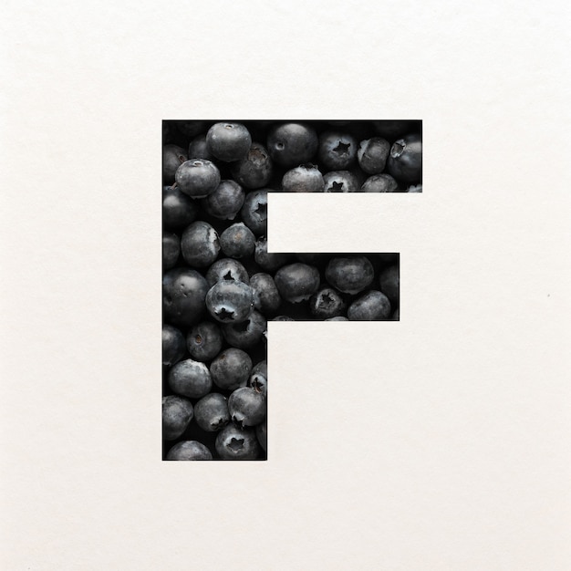 Font design, Abstract alphabet font with blueberry, realistic fruits typography - F