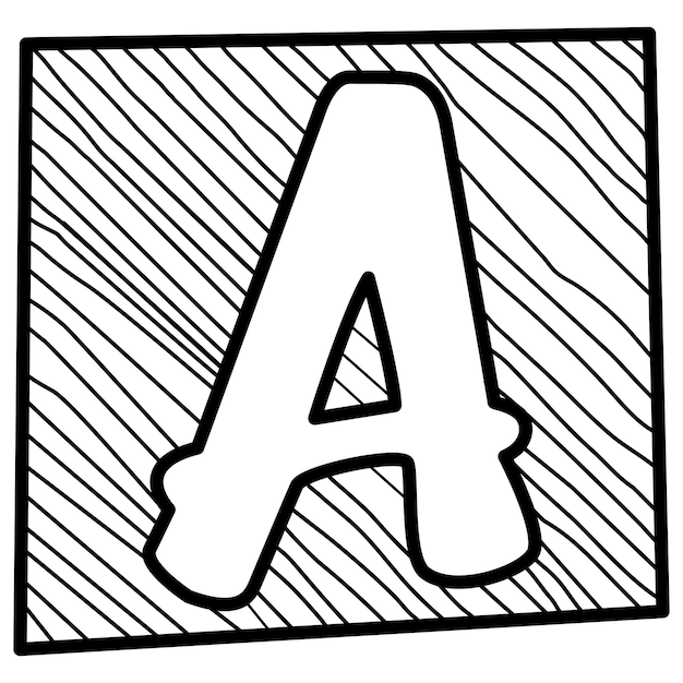 Foto font letter a and hand drawn line flat design