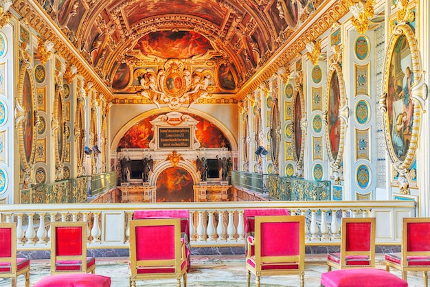 FONTAINEBLEAU FRANCE JULY 09 2016 Fontainebleau Palace interiors The Room above the Chapel Chateau was one of the main palaces of French kings