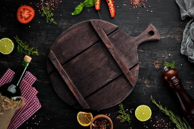 Food Background Cooking Concept On a wooden background Top view Free space for your text