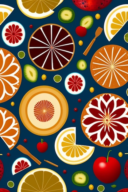 Food background Fruit pattern Tasty food illustration generated Ai