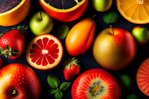 Food background Fruit pattern Tasty food illustration generated Ai