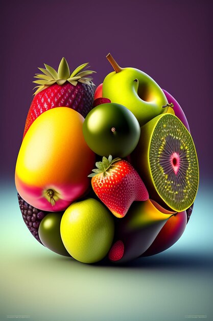 Foto sfondo di cibo modello di frutta illustrazione di cibo gustoso generato ai