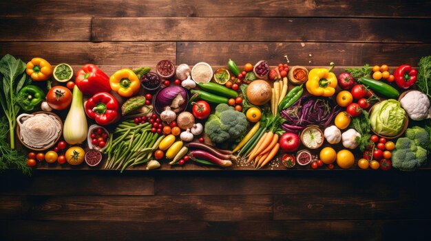 Food background with assortment of fresh organic vegetables