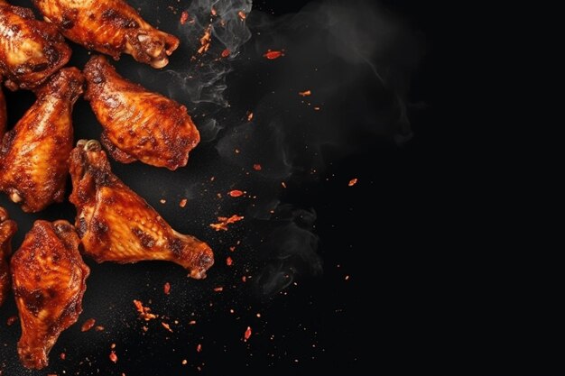 Photo food background with spicy chicken