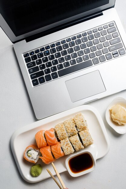 Food blogger lifestyle. Social networks and modern technology concept