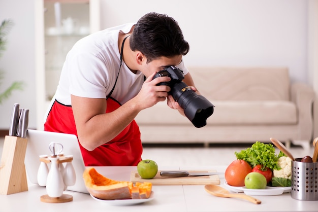 Food blogger working in the kitchen