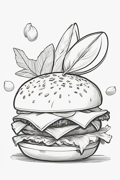 Photo food burger line art