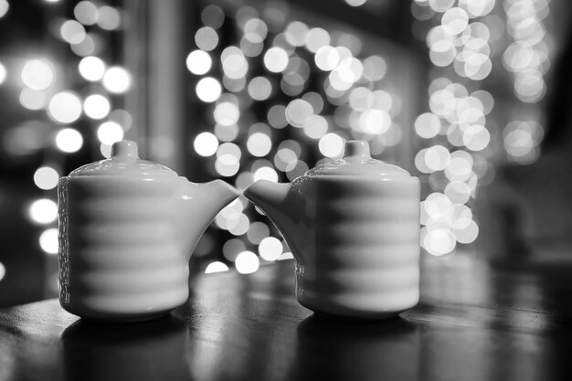 Food in the cafe on the table Japanese sushi and tea