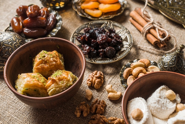 Foto composizione degli alimenti per il ramadan