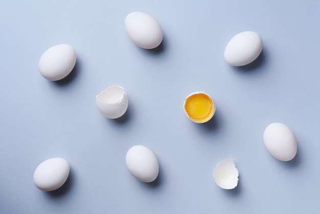 food concept with white eggs on grey background