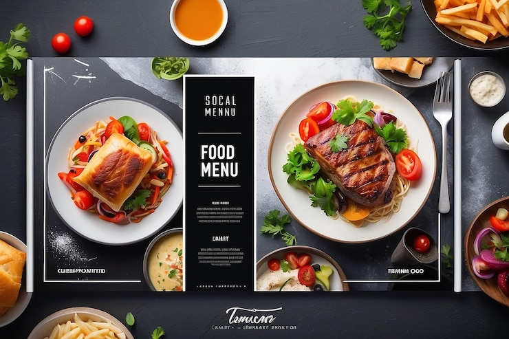 Photo food culinary promotion template with photo social media post social media post template