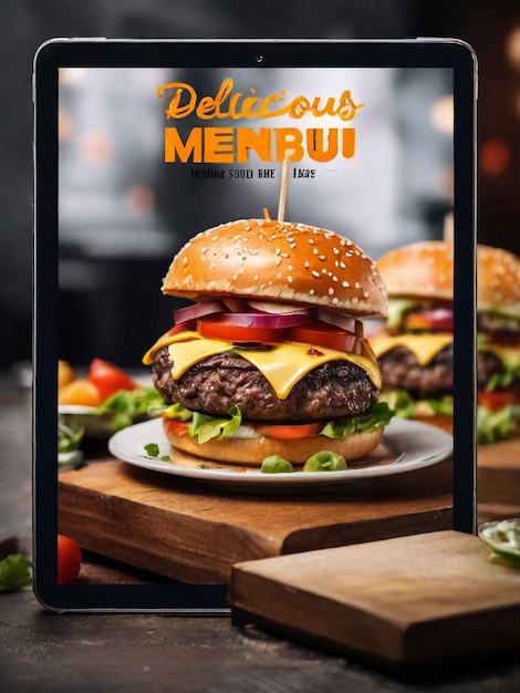 Foto modello di marketing sui social media alimentare o culinario post sui social media quadrato modificabile per la promozione illustrazione vettoriale con burger realistico