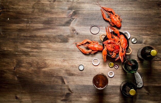 Food delicacies with fresh boiled lobster