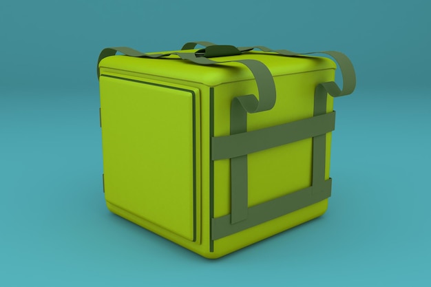 Food Delivery Bag Isolated Perspective Side In Green Background