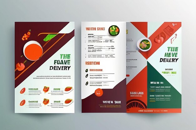 Photo food delivery flyer pamphlet brochure design vector template in a4 size healthy meal