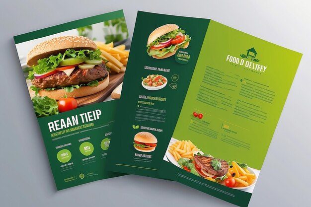 Photo food delivery flyer pamphlet brochure design vector template in a4 size healthy meal