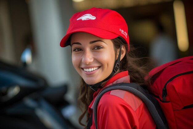 food delivery girl bokeh style background