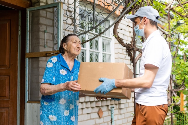 food delivery man for an elderly woman.