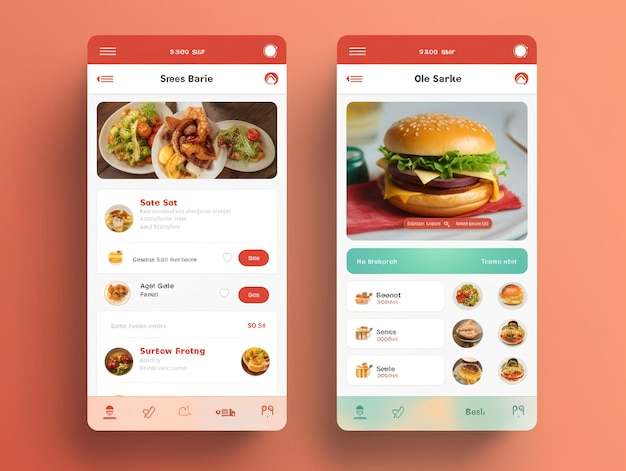 Foto app mobile per la consegna di cibo ui ux design concept ai generato