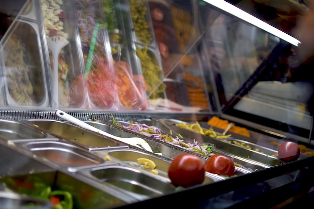 Photo food in display cabinet