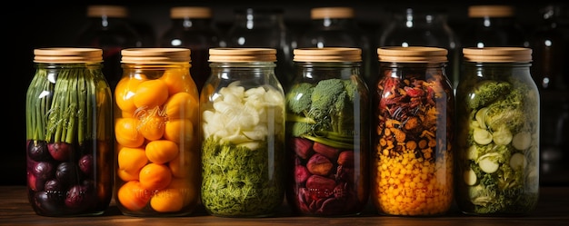 Photo food fermentation jars and crocks background