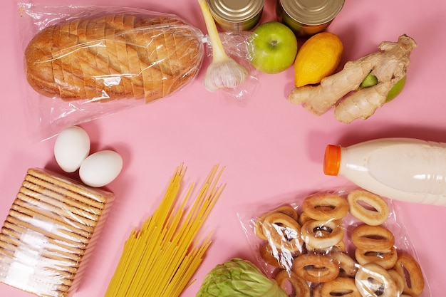 上からのバラの背景ビューの食品食品