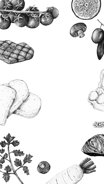 Food frame png monotone sticker transparent background
