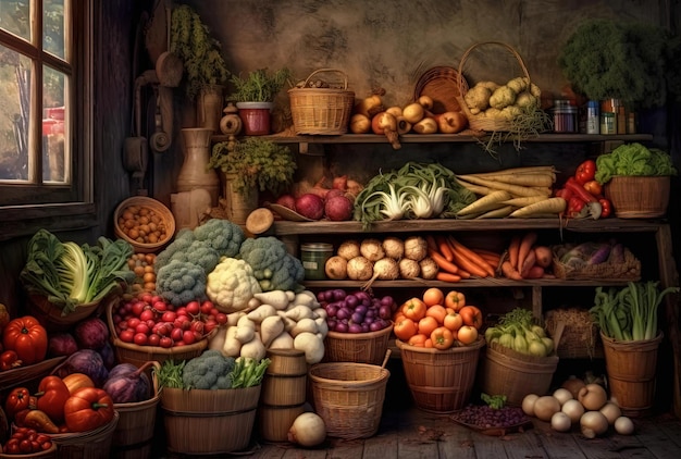 the food from the store includes lots of vegetables in the style of white background