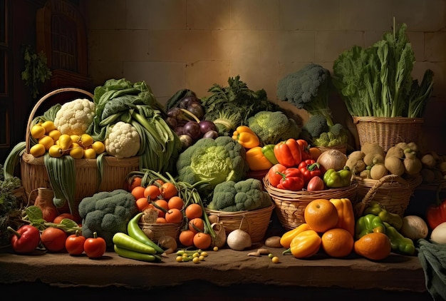 the food from the store includes lots of vegetables in the style of white background