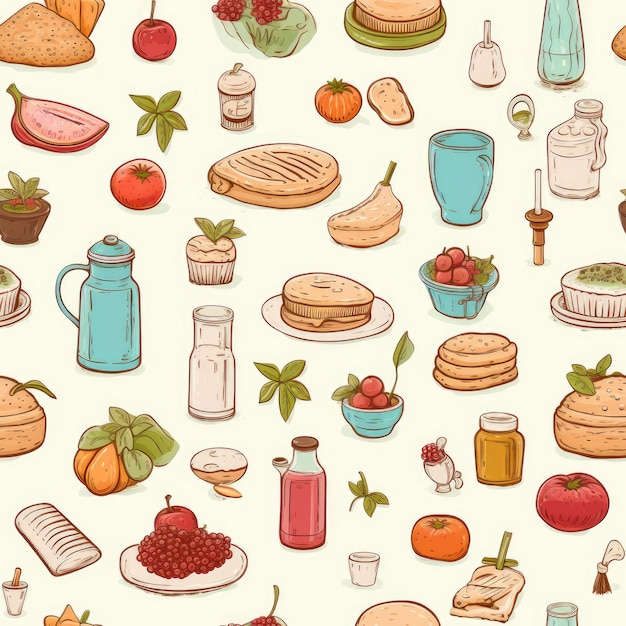 Food gastronomy culinary delights seamless pattern